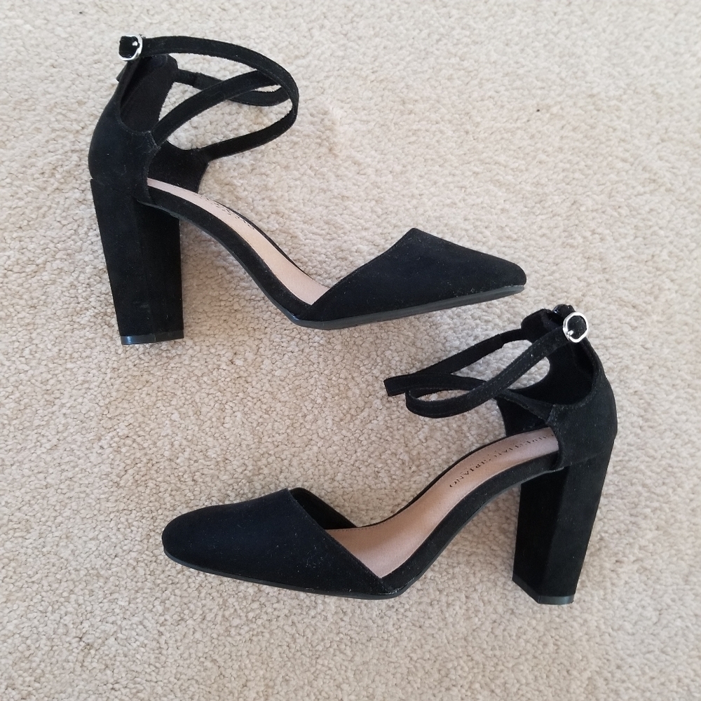 Christian Siriano Black Cross Strap High Heeled Shoes Size 8